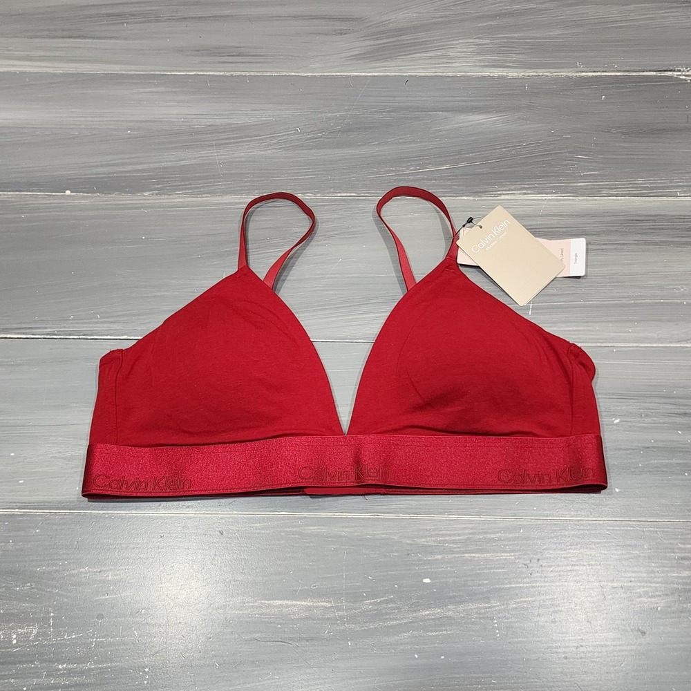 Calvin Klein Triangle BraletteLightly Lined Modern Cotton Organic Red QF7994 XL